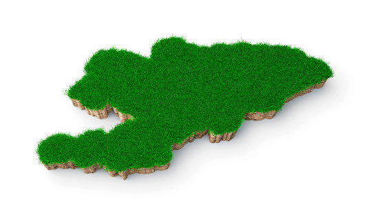 Kyrgyzstan Map soil land geology cross section with green grass and Rock ground texture 3d illustration