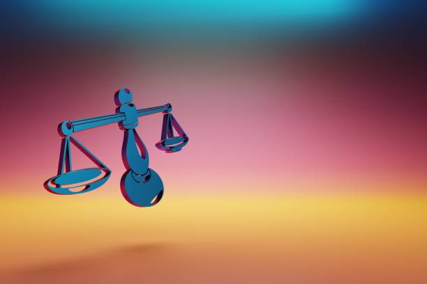 istock Blue zodiac sign Libra on symbol icons on multicolor bright background. 3d rendering illustration. Background pattern for design. 1403839862