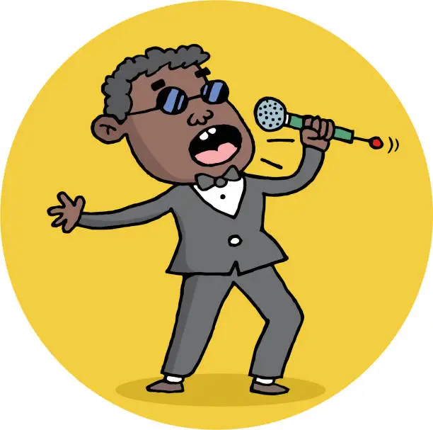 Vector illustration of Male singer in suit