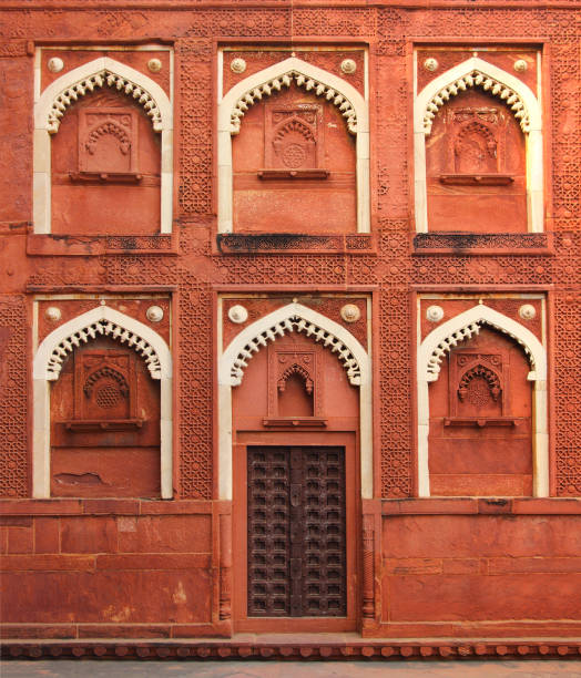 building fragment with door in red fort Agra India