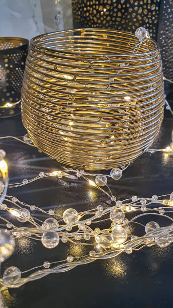 istock Candlesticks of various shapes on a dark background. Home decor. 1403844501