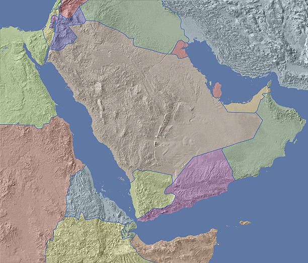 istock arabia map with relief and political borders 140384519