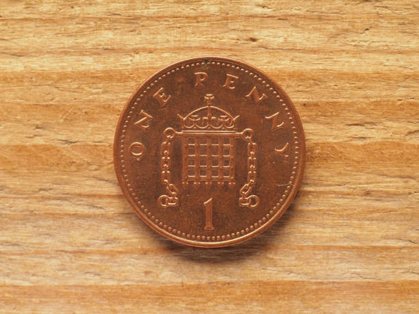 istock 1 penny coin, reverse side, currency of the UK 1403845552