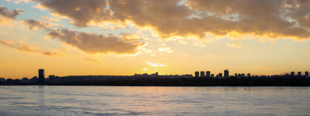 istock Golden sunset on the Yenisei river 1403845579