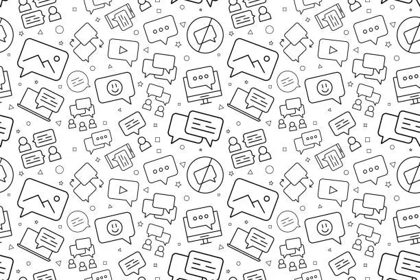 Vector illustration of Vector online chatting pattern. Online chatting seamless background