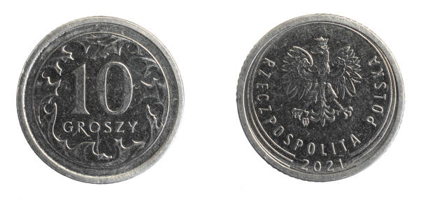 istock Poland ten cents coin on white isolated background 1403849330