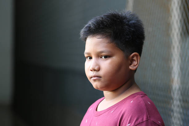 Portrait of Muslim child emotion.