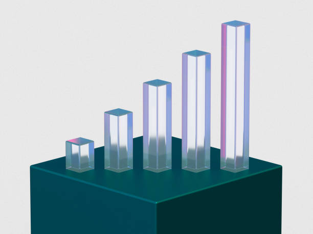 istock 3D rendered transparent bar chart on a light background. Illustration for business success or presentation of results. Visualization for markets and statistics. 1403851175