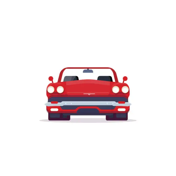 Vector illustration of Retro red cabriolet
