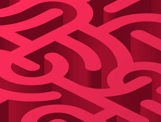 Maze Connection Networking Abstract Lines Background Red maze connection networking abstract lines background design. maze road street confusion stock illustrations