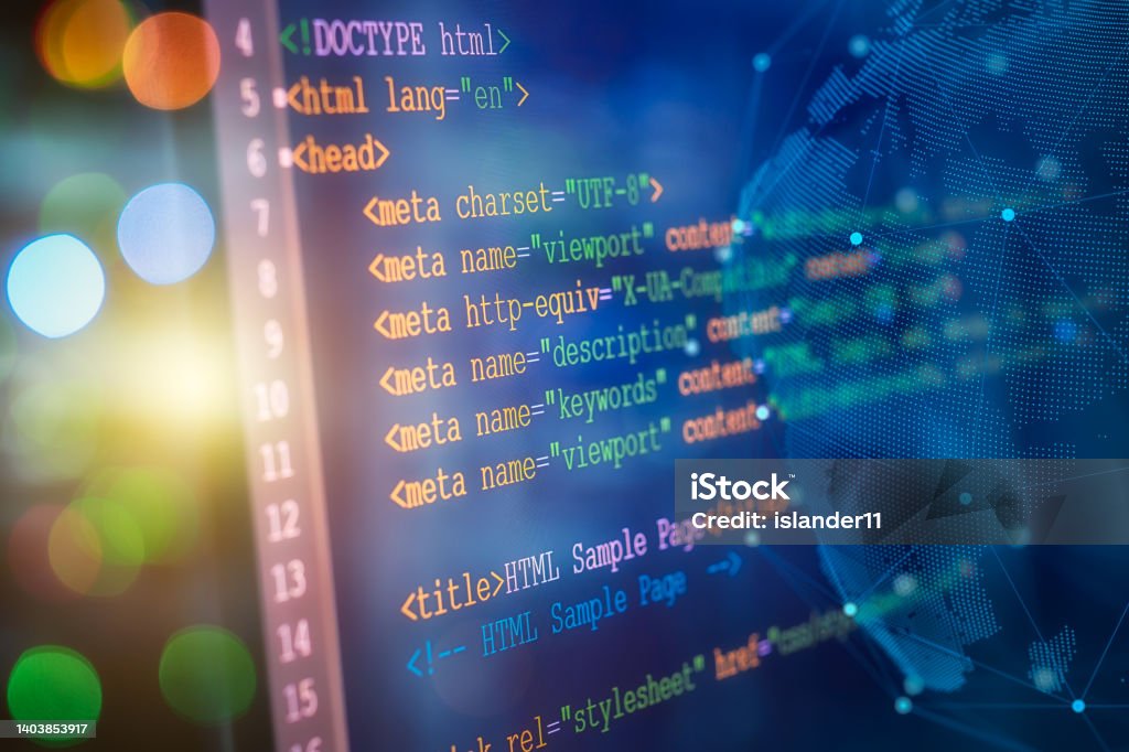 Html Code On Computer Monitor Software Web Developer Programming Code ...