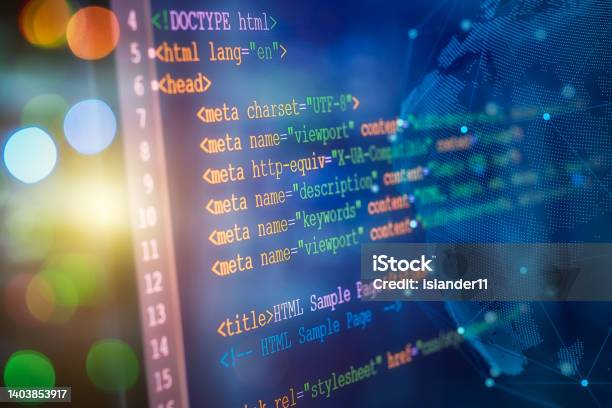 Html Code On Computer Monitor Software Web Developer Programming Code ...