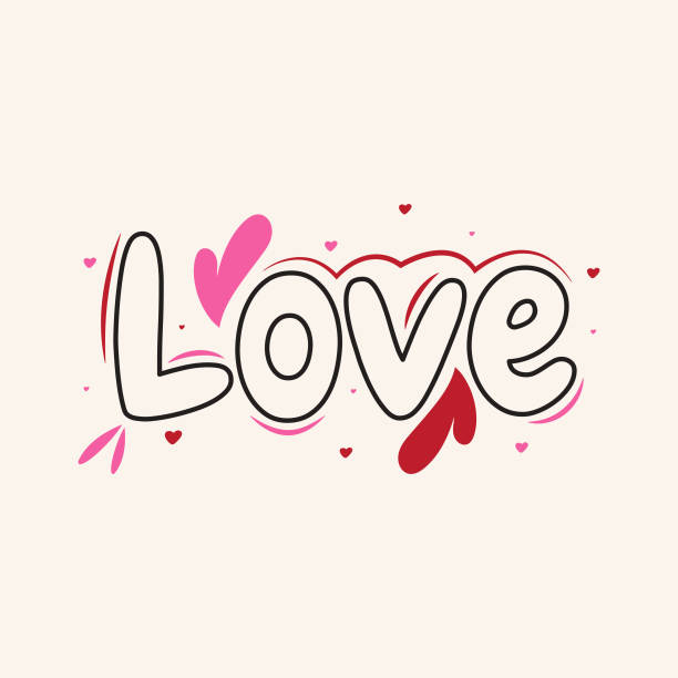 illustrazioni stock, clip art, cartoni animati e icone di tendenza di adoro la calligrafia moderna icon vector design. - love word