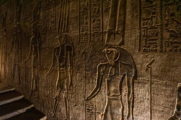 istock Hieroglyphic carvings in ancient temple 1403854281