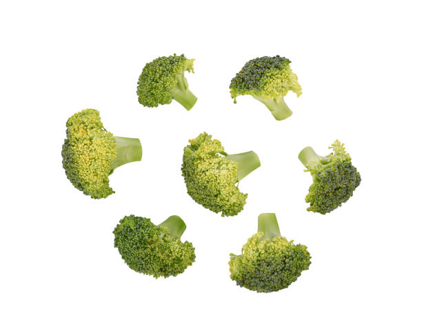 istock Piece of broccoli isolated on white 1403859084