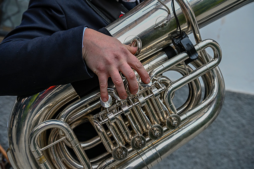 brass instrument detail：Horn finger button