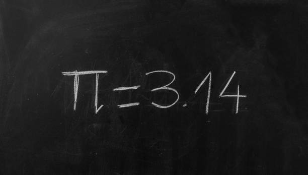 istock Pi number, mathematical constant chalk drawing on a school black board 1403862431