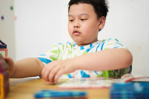 boy building a toy house be creative