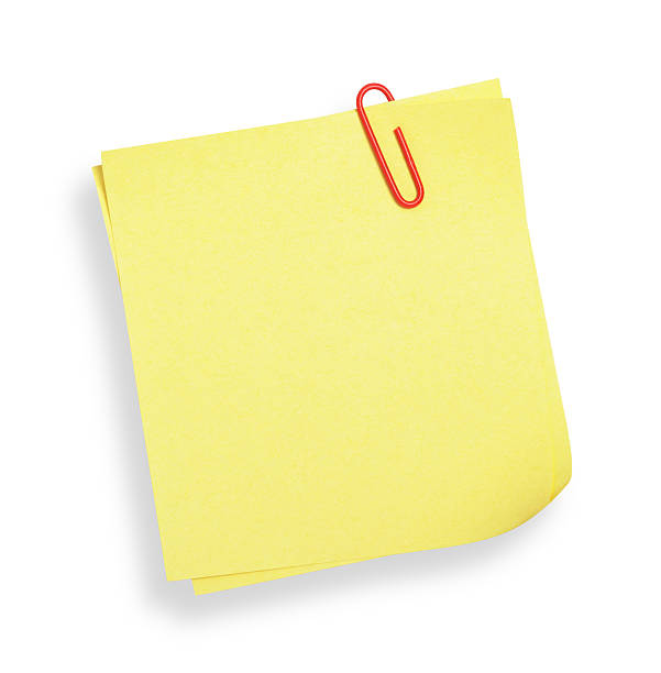 nota adesiva gialla (con clipping path - clip path foto e immagini stock