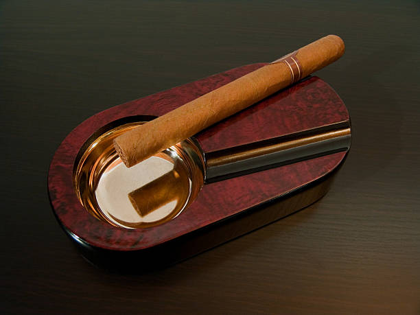 Cigar & Ash tray stock photo