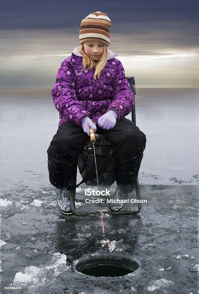 Ice Fishing Girl Stock Photo - Download Image Now - Ice Fishing