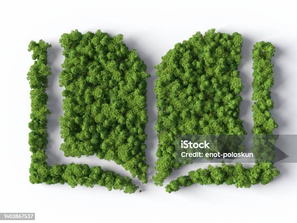 Book Symbol Made From The Forest Stock Photo - Download Image Now - Book, Environmental Conservation, Nature