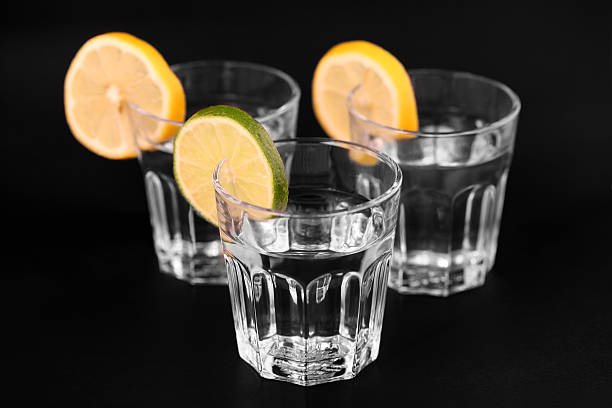 three glasses of water stock photo