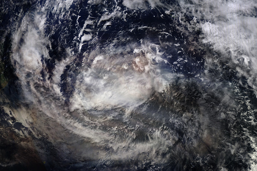 Hurricane from space, collage. Elements of this image furnished by NASA.

/NASA urls:
https://eoimages.gsfc.nasa.gov/images/imagerecords/85000/85996/blanca_tmo_2015155_lrg.jpg 
(https://earthobservatory.nasa.gov/images/85996/hurricane-blanca)
https://images.nasa.gov/details-GSFC_20171208_Archive_e000672.html
https://images.nasa.gov/details-PIA22692.html