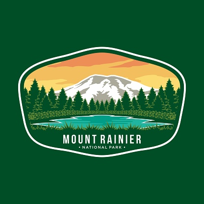 Mount Rainier National Park Emblem patch icon illustration