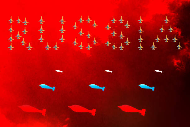 istock Russian fighter jets are dropping bombs in the sky.  Russian aggression 1403873132