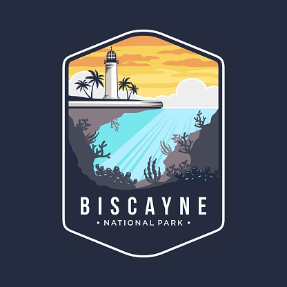 Biscayne National Park Emblem patch icon illustration on dark background