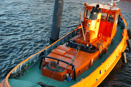 Orange tugboat (wide angle)