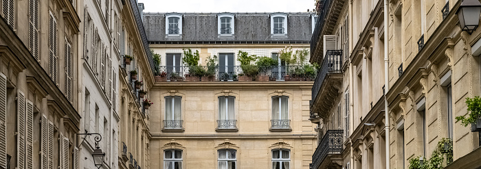 Paris, beautiful building, boulevard Beaumarchais, in the 11e district