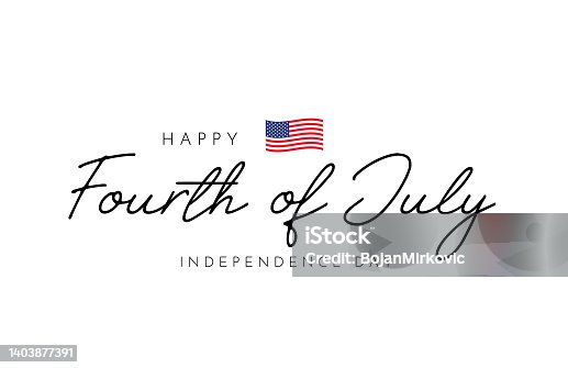 istock Fourth of July lettering card, Independence Day with USA flag. Vector 1403877391