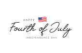istock Fourth of July lettering card, Independence Day with USA flag. Vector 1403877391