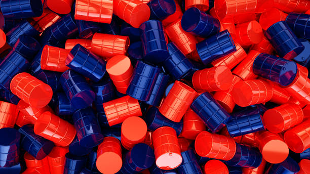 istock Barrels red and blue color’s background 1403879116
