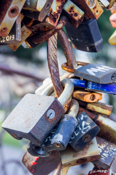 istock closed love locks on the bridge 1403879976