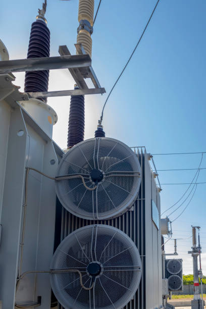 istock Cooling unit with heat sinks and high voltage transformer fans. 1403883350