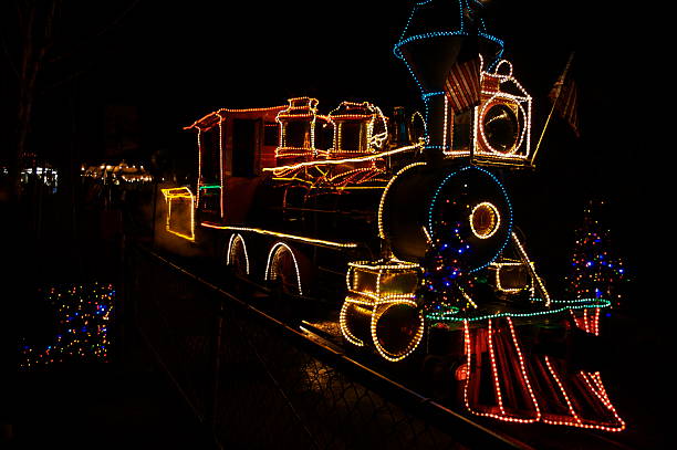 Old time decorated Christmas Train stock photo