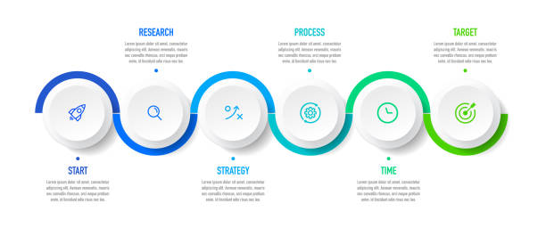 Timeline infographic design with 6 options or steps. Infographics for business concept. Can be used for presentations workflow layout, banner, process, diagram, flow chart, info graph, annual report. Timeline infographic design with 6 options or steps. Infographics for business concept. Can be used for presentations workflow layout, banner, process, diagram, flow chart, info graph, annual report. infographics 4 step stock illustrations