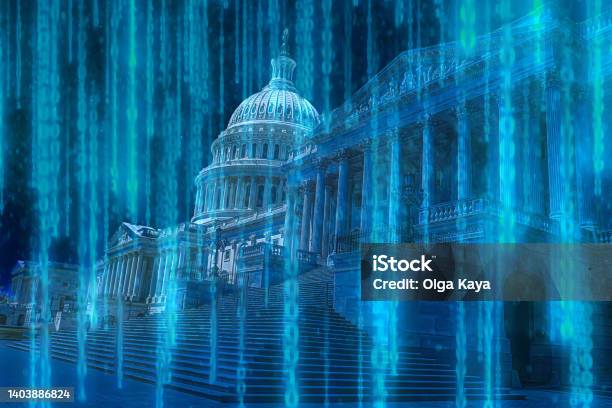 Matrix Of Capitol Building Stock Photo - Download Image Now - Government, Network Security, Technology
