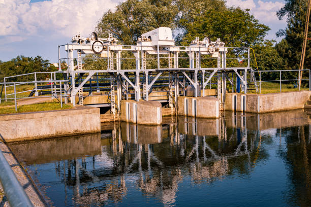 istock Old dam on the river, rural landscape 1403888139