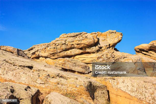 View Of The Kamyana Mohylain Is An Archaeological Site Encompasses A Group Of Isolated Blocks Of Sandstone With Petroglyphs Ukraine Stock Photo - Download Image Now