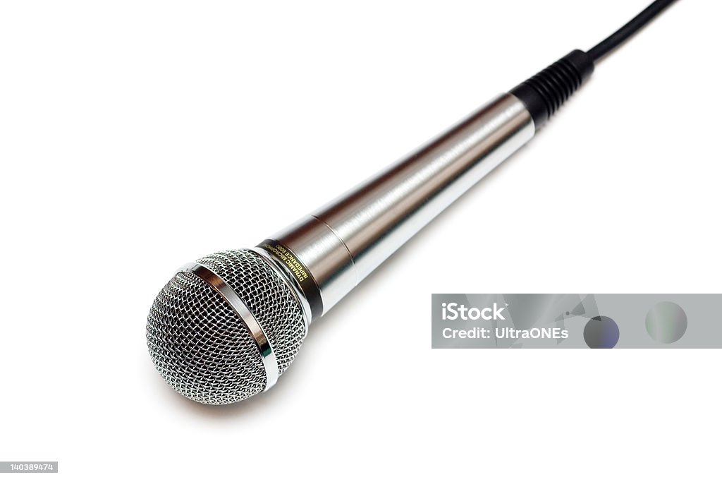 Microfone Isolado no branco. - Foto de stock de Arame royalty-free