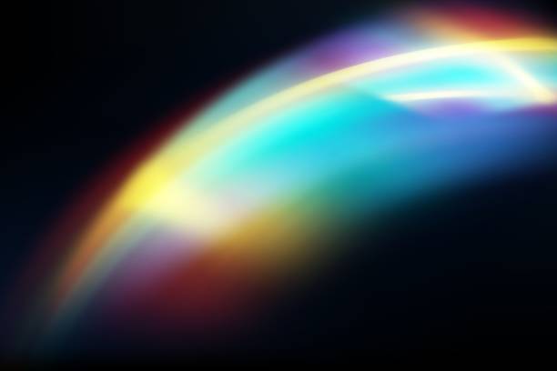 Web A set of colourful vector lens, crystal rainbow light and flare transparent effects.Overlay for backgrounds.Triangular prism concept. transparent prism stock illustrations