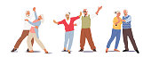 istock Senior Couples Dance, Elderly People Romantic Loving Relations Concept. Happy Old Men and Women Dancing or Dating 1403911290