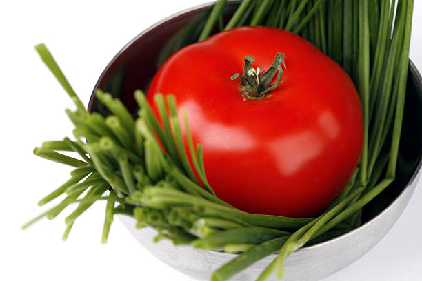 tomato and spring onion stock photo