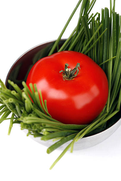 tomato and spring onion stock photo