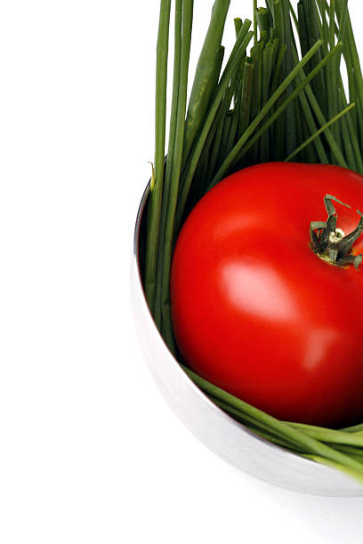 tomato and spring onion stock photo