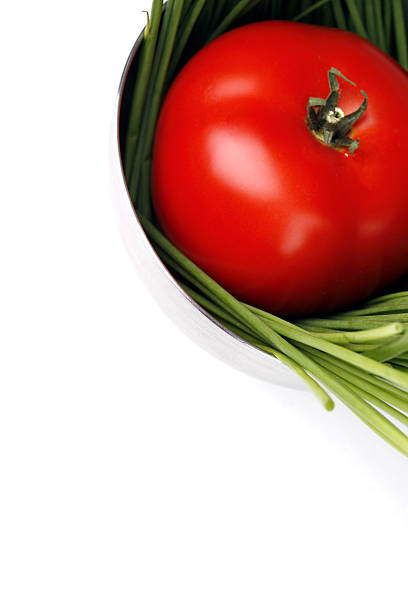 tomato and spring onion stock photo